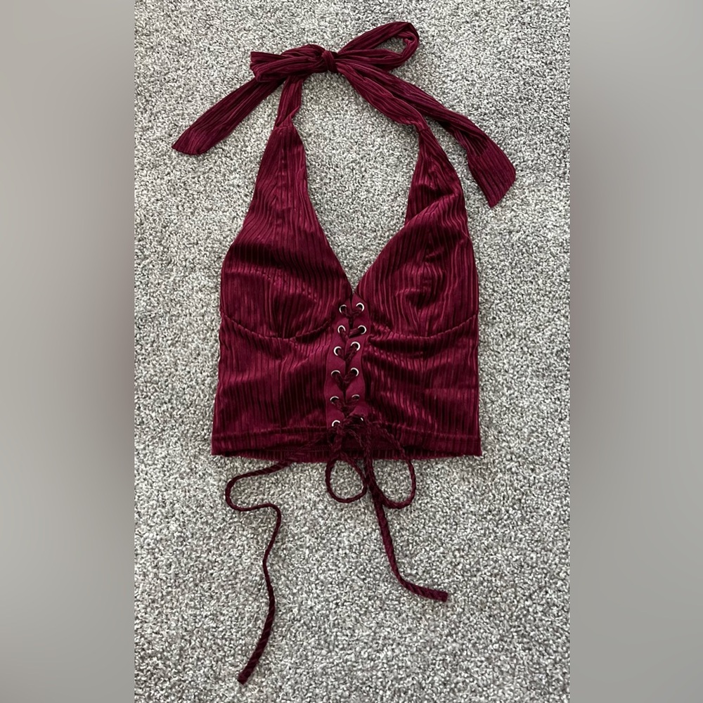 Women’s Corset Burgundy Halter Top Size XS